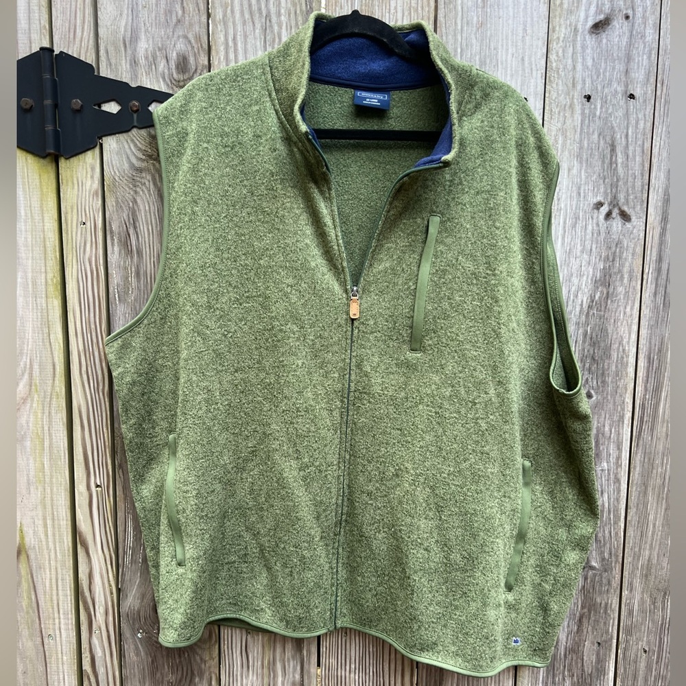 CROWN & IVY Green Soft Vest with Zippered pockets Mens XXL